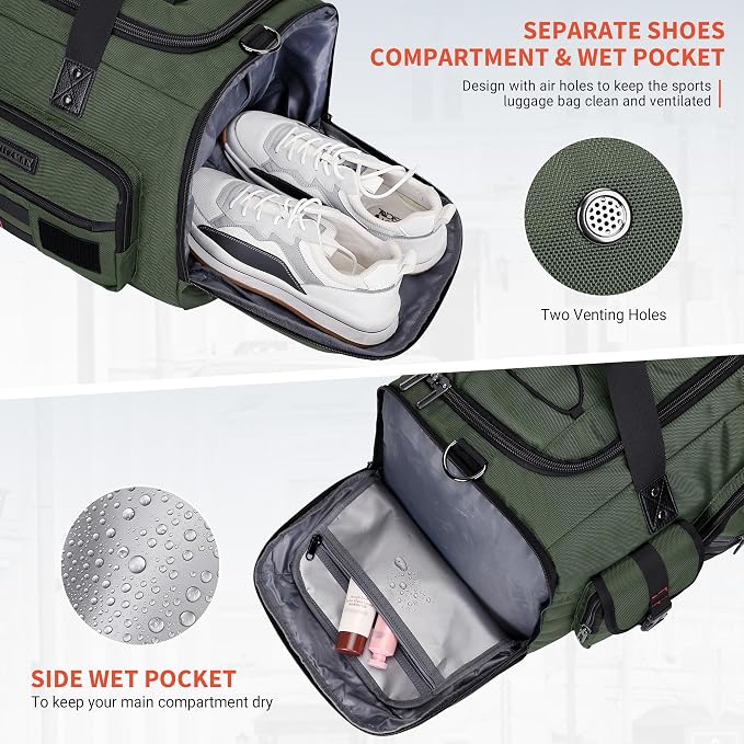 WITZMAN Travel Duffel Bags for Men Large Carry On Weekender Overnight Bag 3 in - Image 4