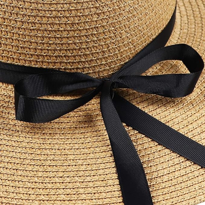 DRESHOW Beach Hats for Women Big Straw Wide Brim Summer Hat Floppy Foldable - Image 6