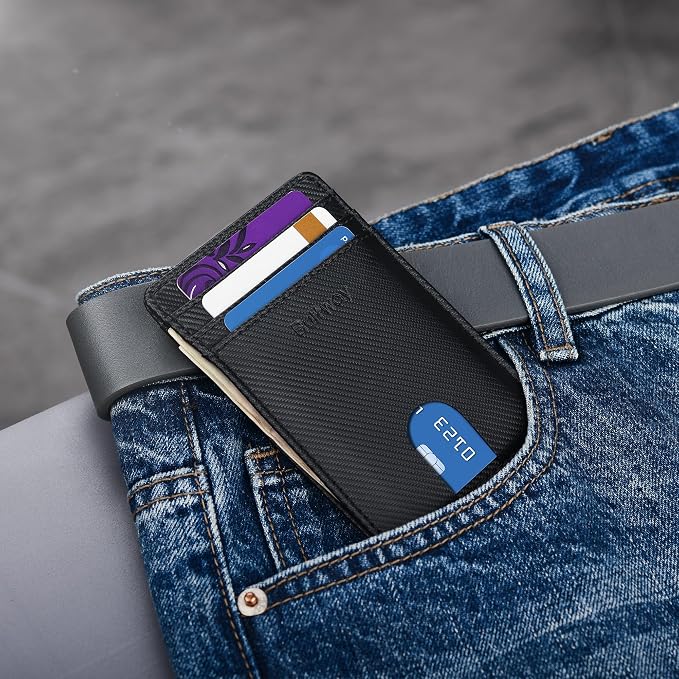 Buffway Mens Slim Wallet, Minimalist Thin Front Pocket Leather Credit Card - Image 8