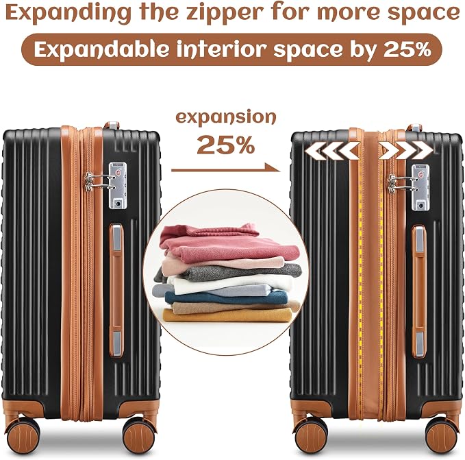 imiomo Luggage Sets 3 Piece, Expandable Hardside Suitcase Set - Image 2
