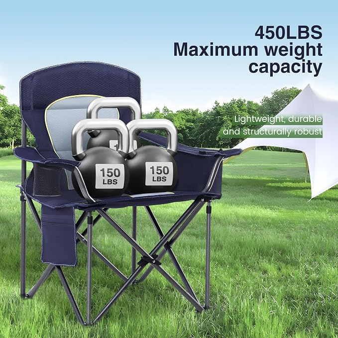 HIGH POINT SPORTS Oversized Camping Folding Chair, Heavy Duty Portable Outdoor - Image 5