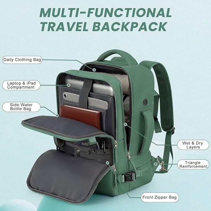 Travel laptop Backpack for Women, Personal Item Size Flight Approved, 16 Inch - Image 7