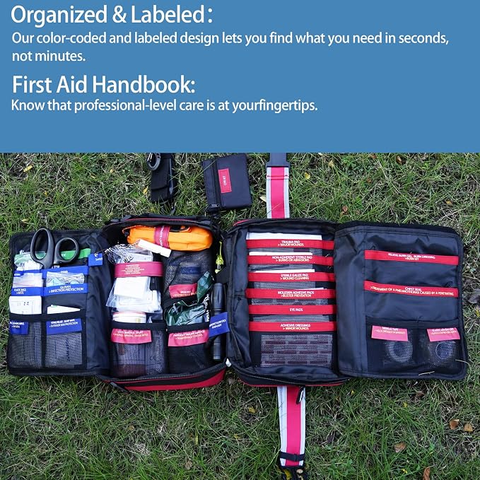 Upgrade Comprehensive Premium First Aid Kit, Labeled Compartments Trauma Kits - Image 2