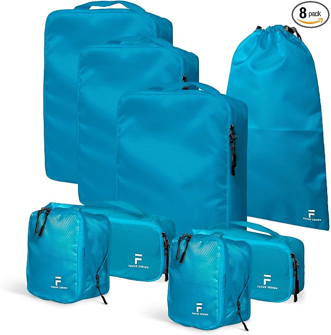 8 Piece Compression Packing Cubes Set by FocusDesign