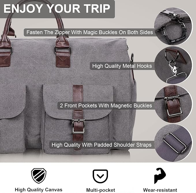 seyfocnia Convertible Travel Garment Bag, Carry on Garment Duffel Bag - Image 5