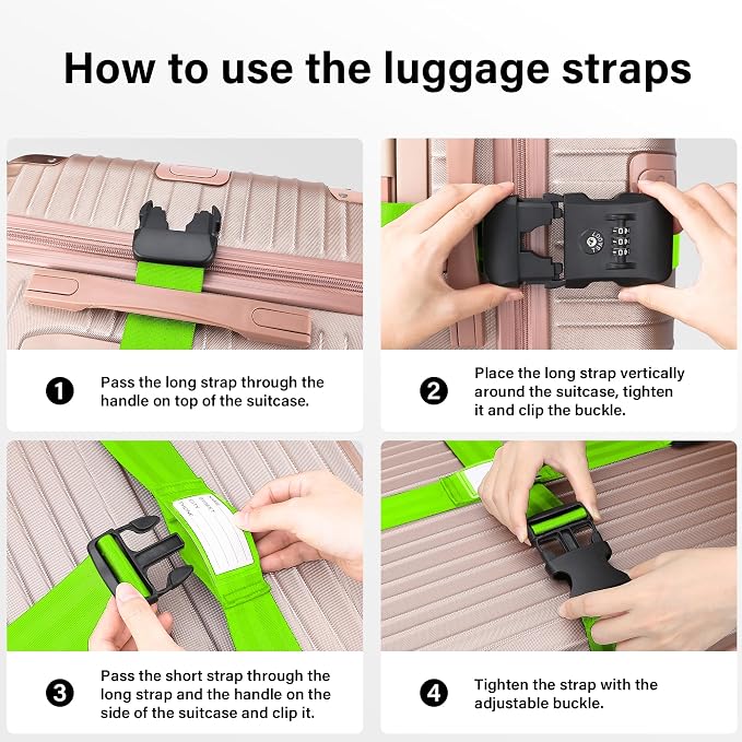Luggage Straps, 2 Pack Adjustable Heavy Duty Cross Suitcase Straps - Image 7
