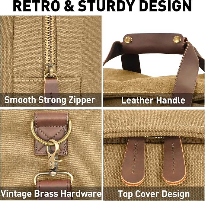50L Duffle Bag for Men, Nomad Waxed Canvas Travel Duffel Bag Vintage Genuine - Image 5