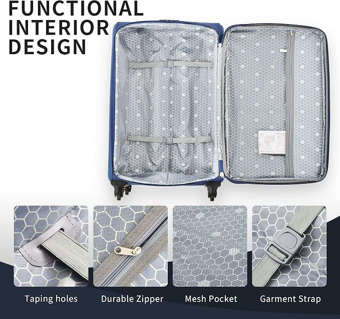 Merax Softside Luggage Set Softshell Lightweight 3 Piece Spinner Suitcase 22" - Image 6
