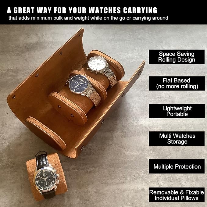 Longjet Watch Roll Travel Case for Men Portable Watches Organizer Box - Image 2