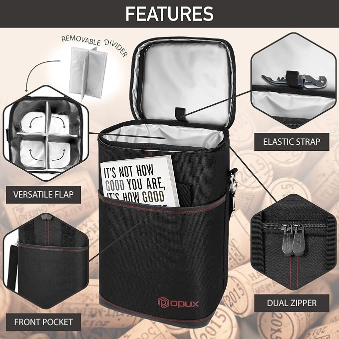 Opux 4 Bottle Insulated Wine Cooler Bag - Image 4