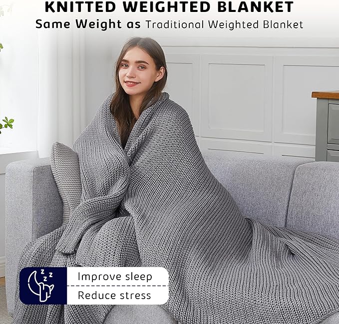 L'AGRATY Knitted Weighted Blanket - Image 3