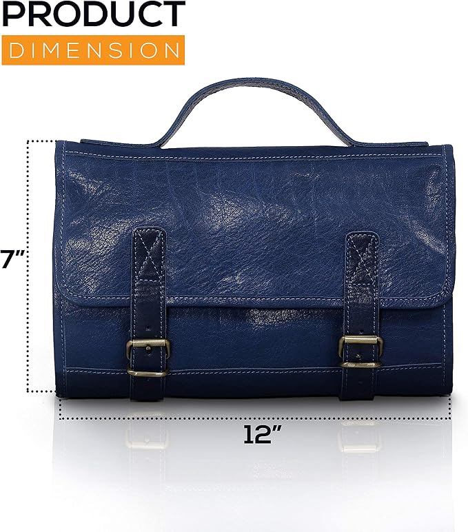 KomalC Premium Buffalo Leather Hanging Toiletry Bag Travel Dopp Kit - Image 4