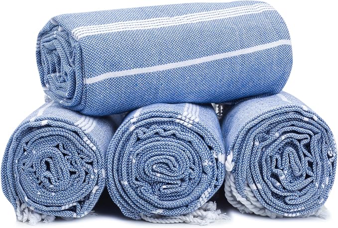 HILLFAIR Cotton Turkish Beach Towels, Quick Dry Lightweight Sand Free Peshtemal - Image 7