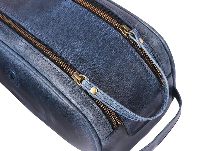 10" Premium Leather Toiletry Travel Pouch - Image 6
