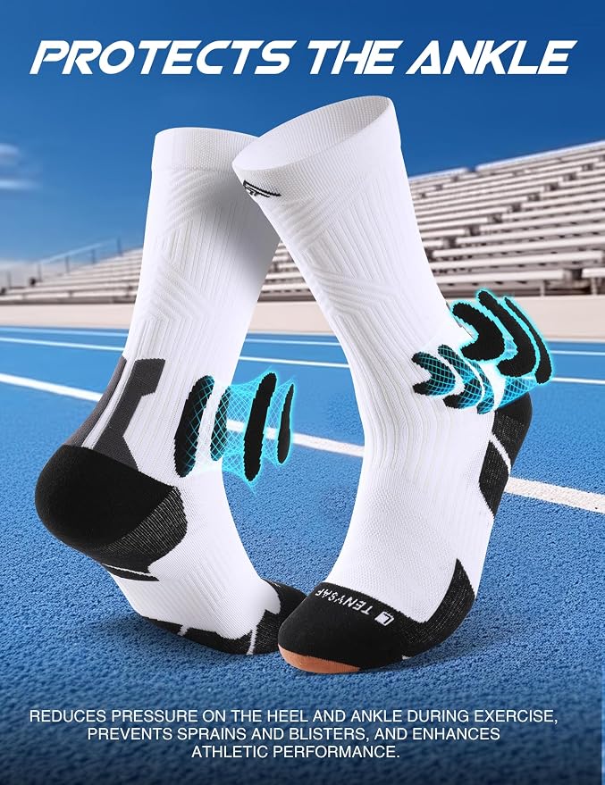 Men's Compression Running Socks: Coolmax Athletic Crew Socks Moisture Wicking - Image 4