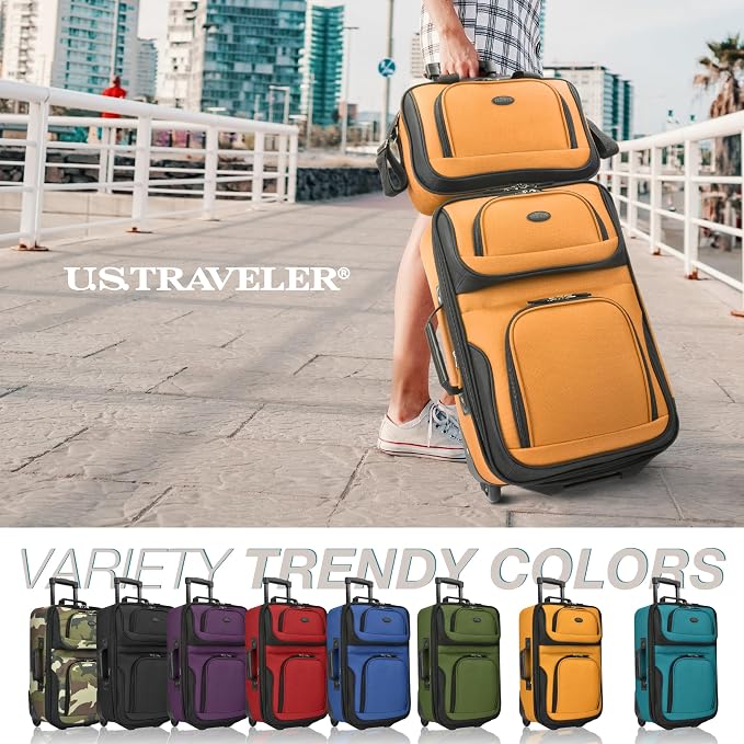 U.S. Traveler Rio Fabric Expandable Carry-on Luggage, Rolling Suitcase - Image 7