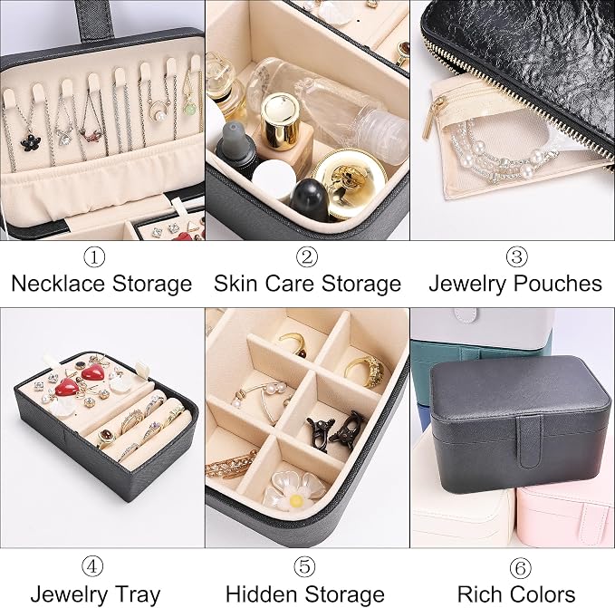2 Layer Portable Jewelry Box, Large Jewelry Travel Case - Image 3