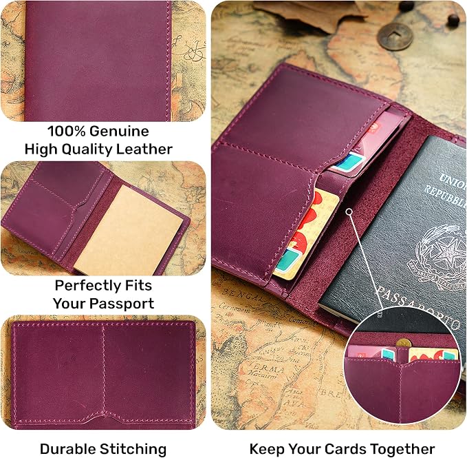 HIFA Leather Passport Holder, Handmade Passport Cover - Image 2