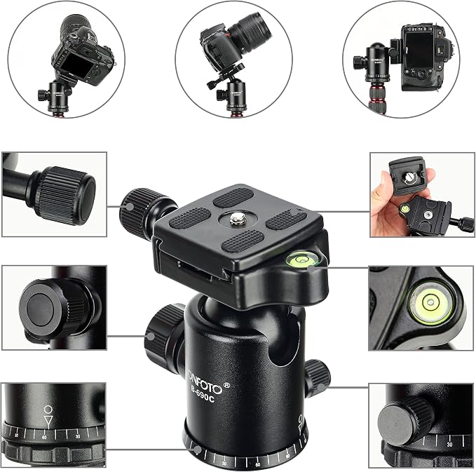 BONFOTO B690C Lightweight Carbon Fiber Portable Tripod Compact Travel Camera - Image 3