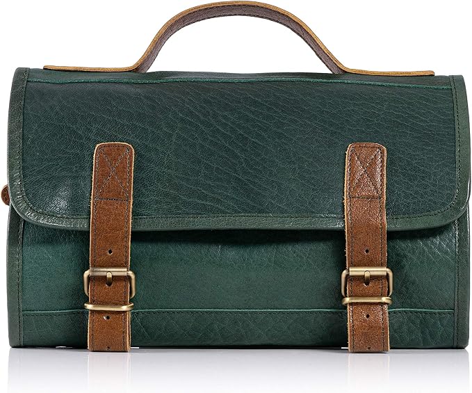 KomalC Premium Buffalo Leather Hanging Toiletry Bag Travel Dopp Kit by KomalC