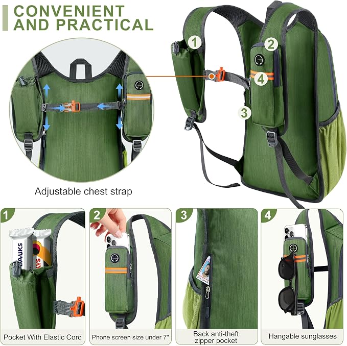 15L Small Hiking Backpack for Men Women Foldable Packable Back Pack Ultralight - Image 2