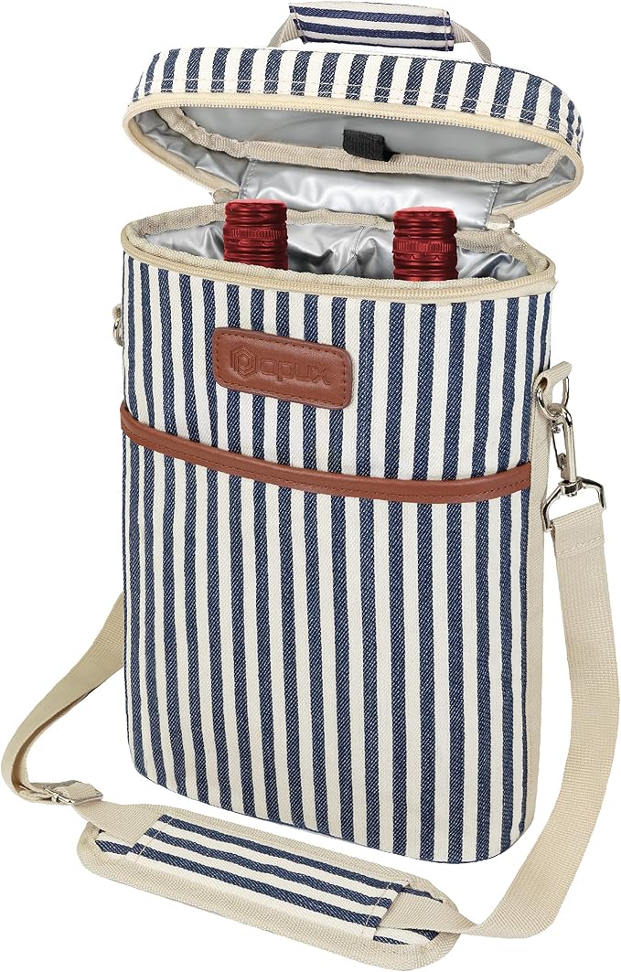 opux 2 Bottle Wine Carrier Tote, Insulated Leakproof Wine Cooler Bag, Wine by OPUX