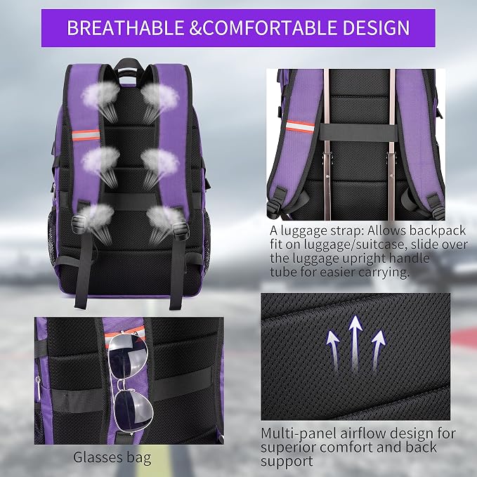 Travel Laptop Backpack, 17.3 Inch Large Capacity College School Bookbags - Image 5