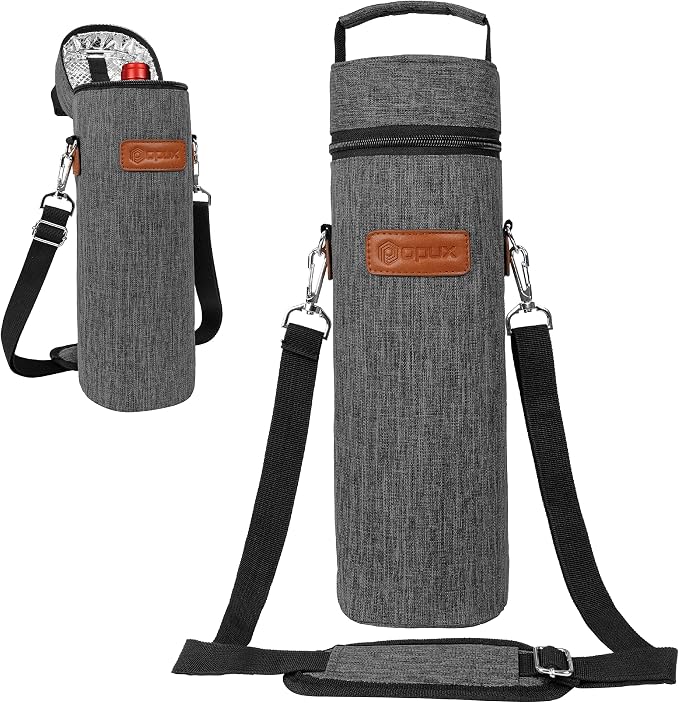 opux Wine Bag Single Bottle Carrier Tote, Insulated Wine Cooler Bag by OPUX
