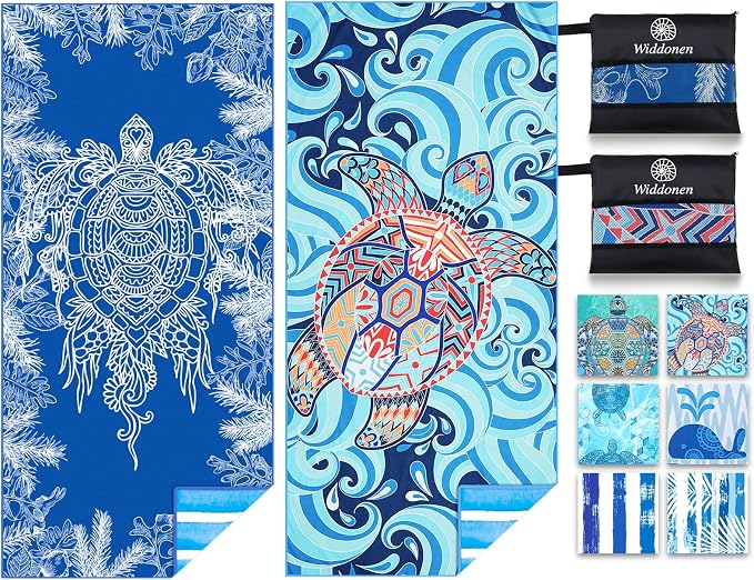 Microfiber Lightweight Beach Towel Sand Free Quick Dry Absorbent Thin Compact by WIDDONEN