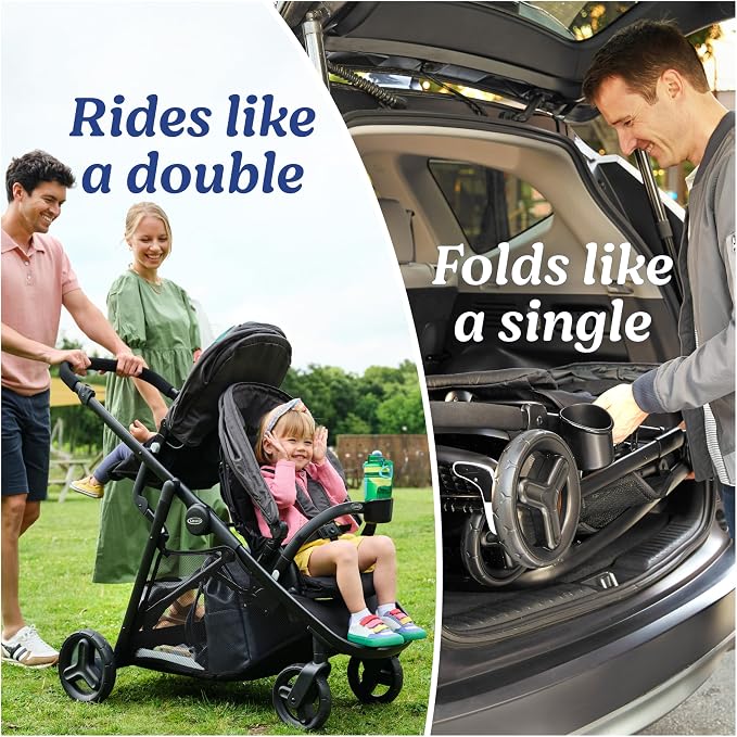 Graco Ready2Grow 2.0 Double Stroller Features Bench Seat and Standing Platform - Image 2