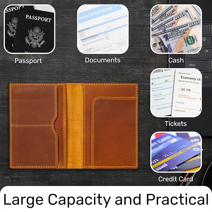 HIFA Leather Passport Holder, Handmade Passport Cover - Image 5