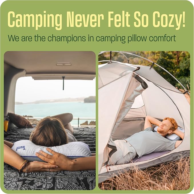 Camping Pillow: Dual Cover, Memory Foam Travel Pillow, Medium Firm Camp Pillow - Image 4