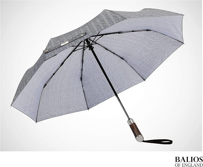 Balios Travel Umbrella Luxurious Golden Hardwood Handle Auto Open & Close - Image 7