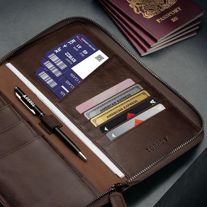 TORRO Premium Leather Family Travel Wallet, RFID Blocking Travel Organizer - Image 4