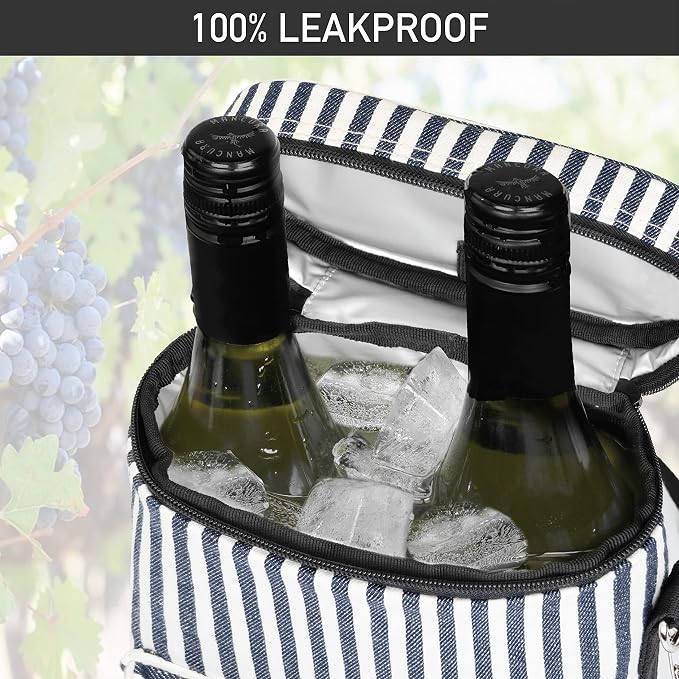 opux Wine Bag 2 Bottle Wine Tote Carrier, Insulated Wine Cooler Bag - Image 5