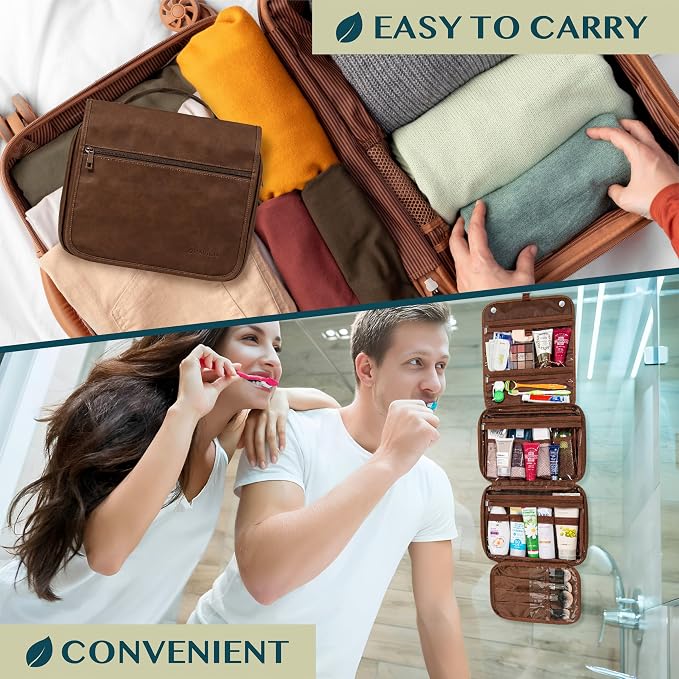 PAVILIA Hanging Toiletry Bag Women Men, Foldable Cosmetic Organizer Travel Bag - Image 7