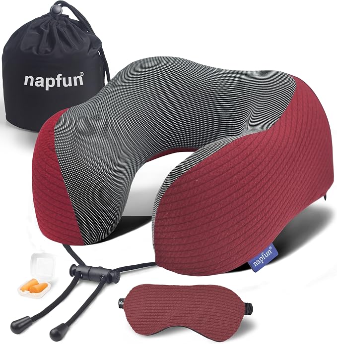 napfun Neck Pillow for Traveling, Upgraded Travel Neck Pillow for Airplane 100% by NAPFUN