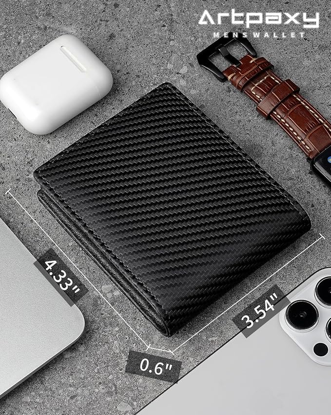 Mens Wallet Genuine Leather Bifold RFID Blocking Wallet - Image 7