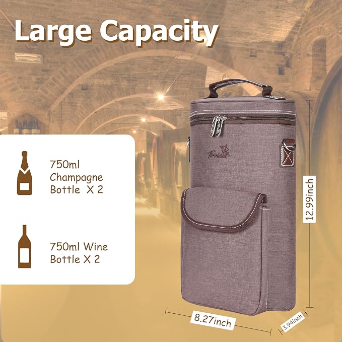 Tirrinia 2 Bottle Wine Gift Tote Carrier - Image 5