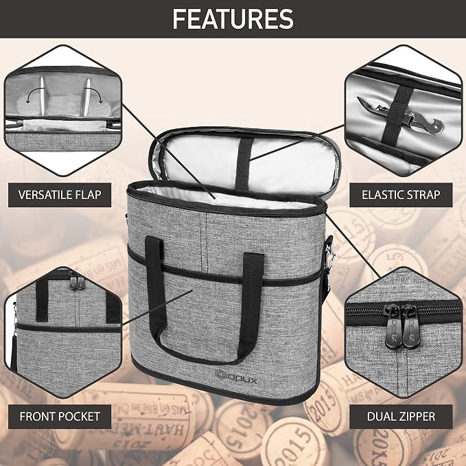 OPUX 3 Bottle Insulated Leakproof Wine Cooler Bag, Portable Wine Bottle - Image 4