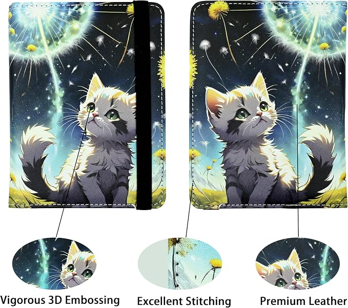 Cute Cat Passport Holder for Women and Men PU Leather Passport Cover for Travel - Image 2