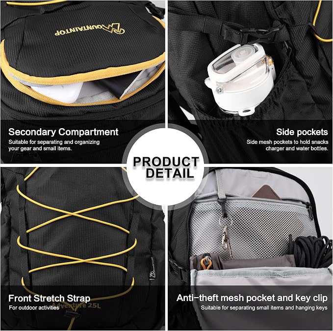 MOUNTAINTOP Hiking Backpack, 25L Camping Backpack, Men Women Hiking Daypack - Image 5