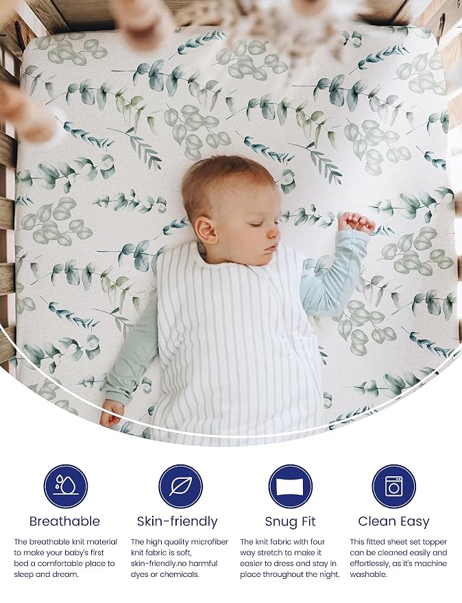 TotAha Botanical Crib Sheets Netural - Image 2