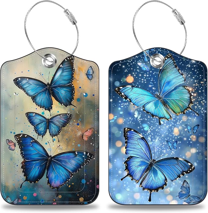 2 Pcs Blue Glowing Butterfly Luggage Tags by Unknown
