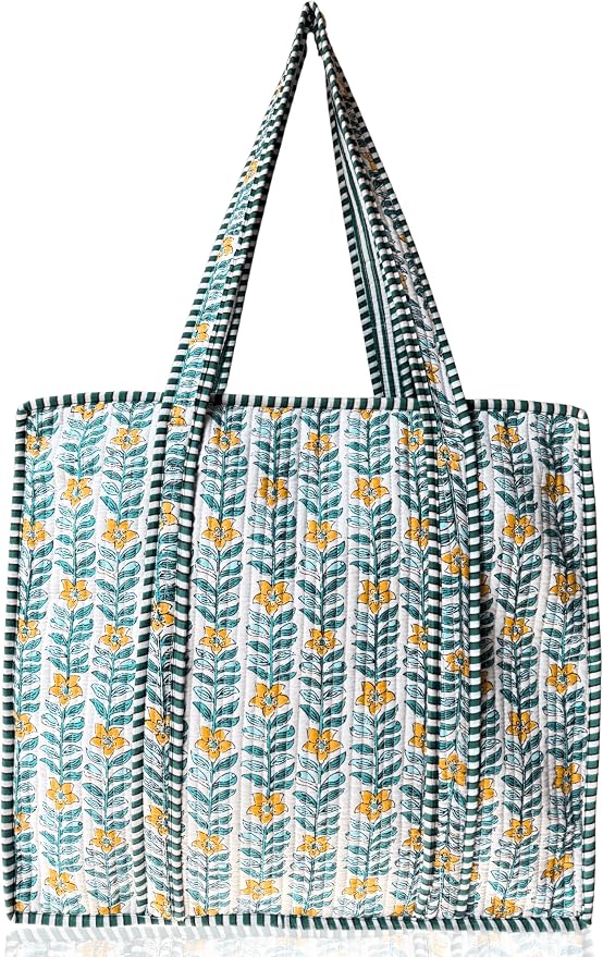 Cotton Quilted Tote Bag for Women – Large Beach & Travel Tote by ThirdEyeExport