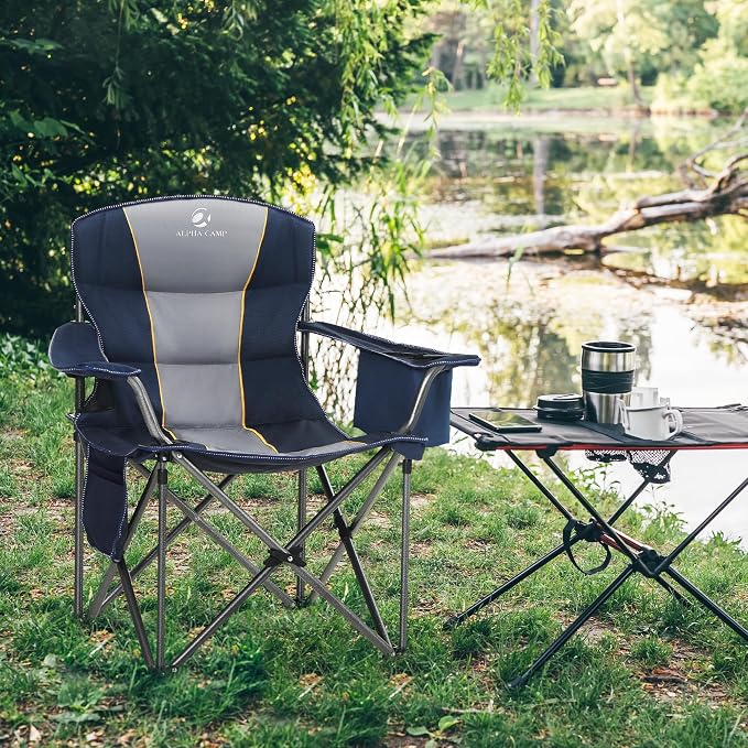 LET'S CAMP Folding Camping Chair Oversized Heavy Duty Padded Outdoor Chair - Image 2