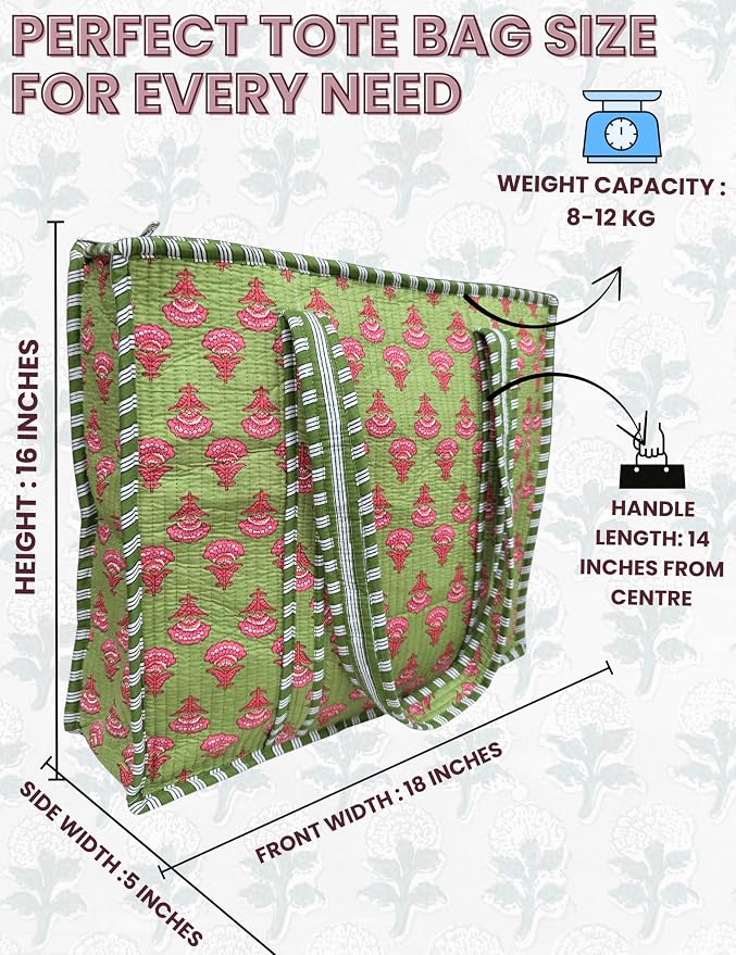 Cotton Quilted Tote Bag for Women – Large Beach & Travel Tote - Image 5