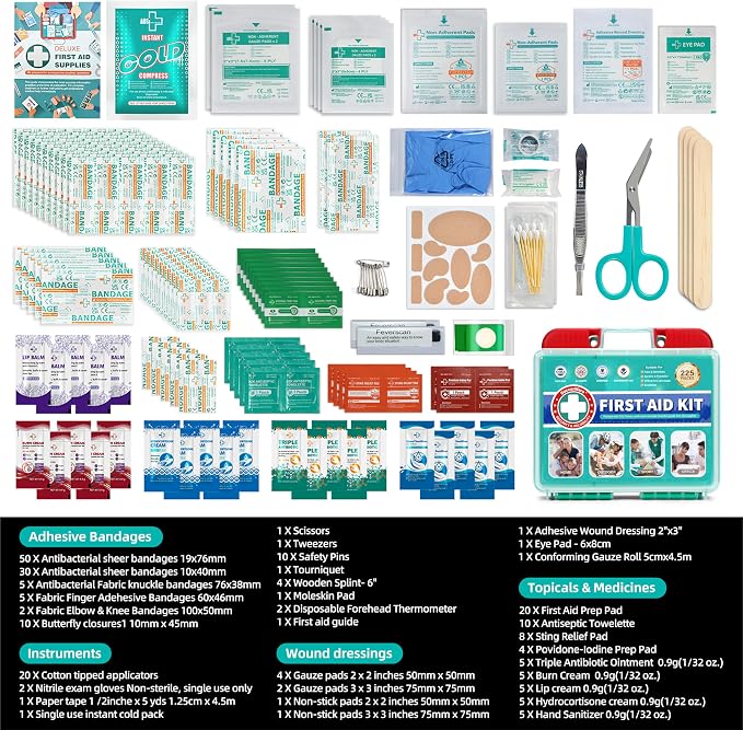 225 Pieces Portable First Aid Kit - Image 4