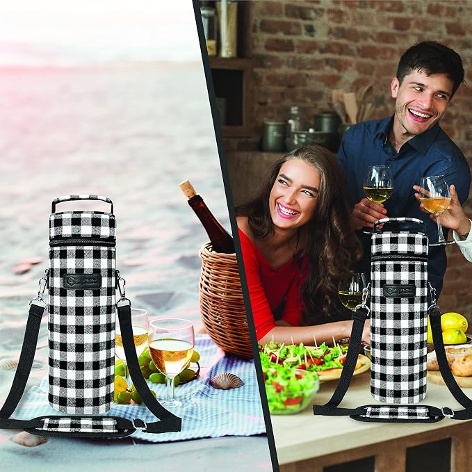 opux Wine Bag Single Bottle Carrier Tote, Insulated Wine Cooler Bag - Image 6