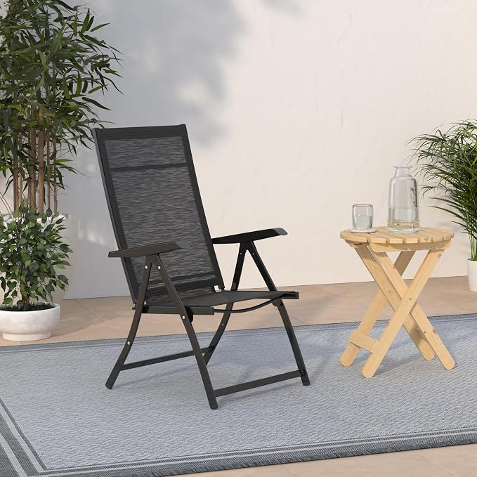 Heavy Duty Durable Adjustable Reclining Folding Chair Outdoor Indoor Garden Pool - Image 2